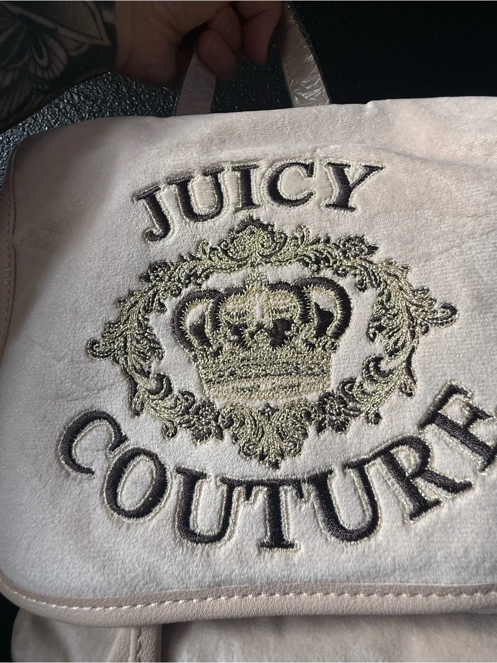 Juicy Couture Cream Mini Backpack with Embroidered Crest